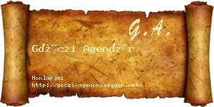 Géczi Agenór névjegykártya